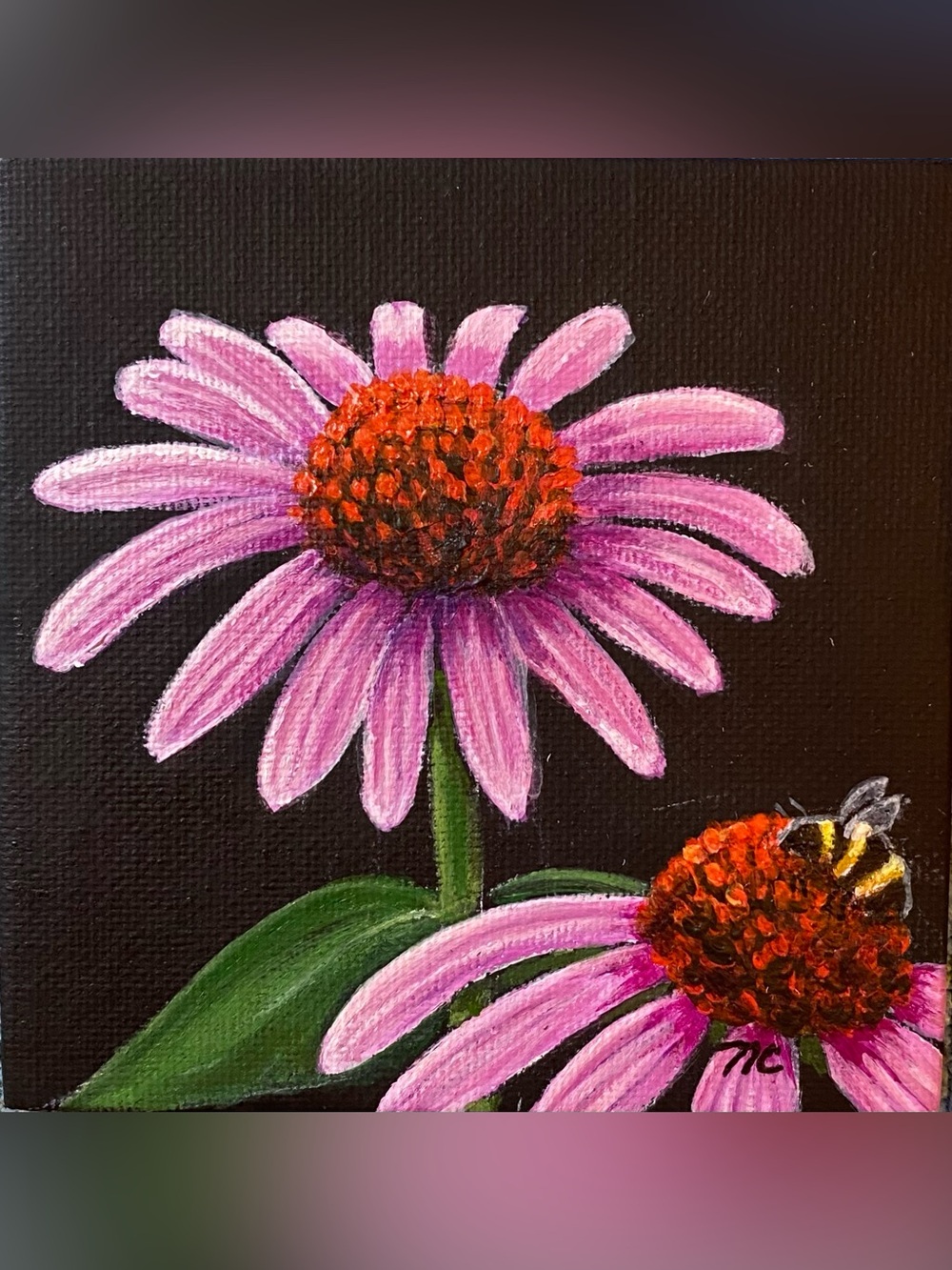 Hand Crafted Floral Art Print ‘Coneflower’